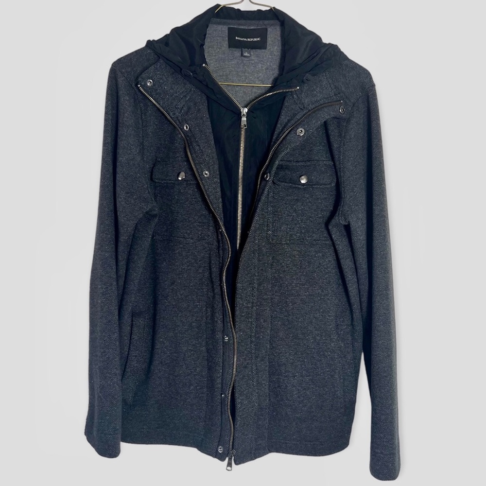 Banana Republic Hooded Jacket Men’s Size Large Gray/Black